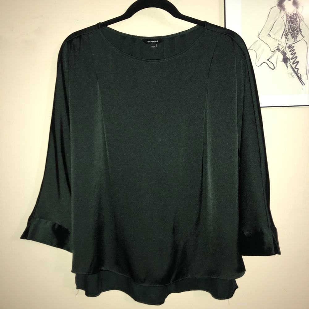 Express - Satin Pleated Dolman Sleeve Top